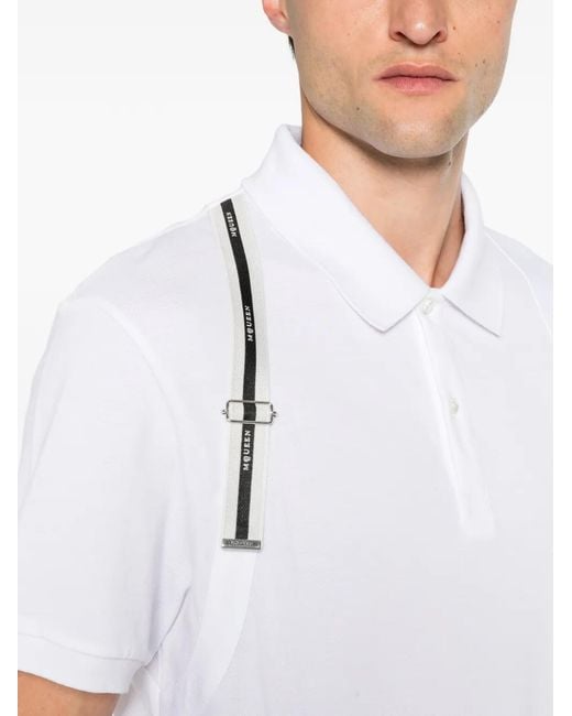 McQueen White Harness-Detail Polo Shirt for men