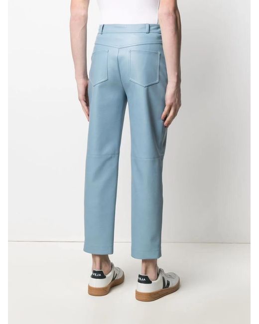 Stella McCartney Blue Faux-Leather Straight-Leg Trousers