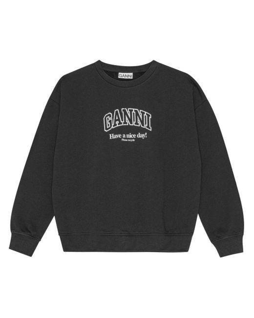 Ganni Black Sweatshirt mit Logo-Print
