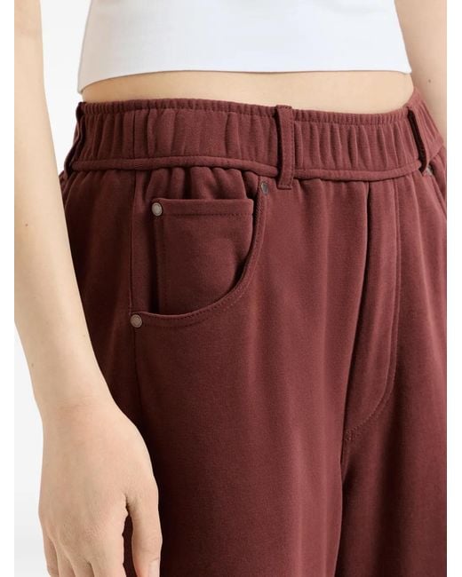 Brunello Cucinelli Red Cotton Smooth French Terry Trousers