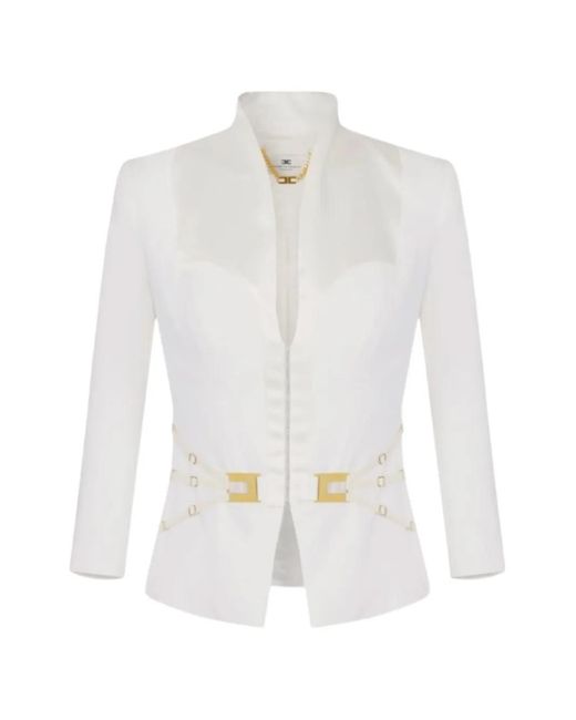 Elisabetta Franchi White Tone Hardware Blazer