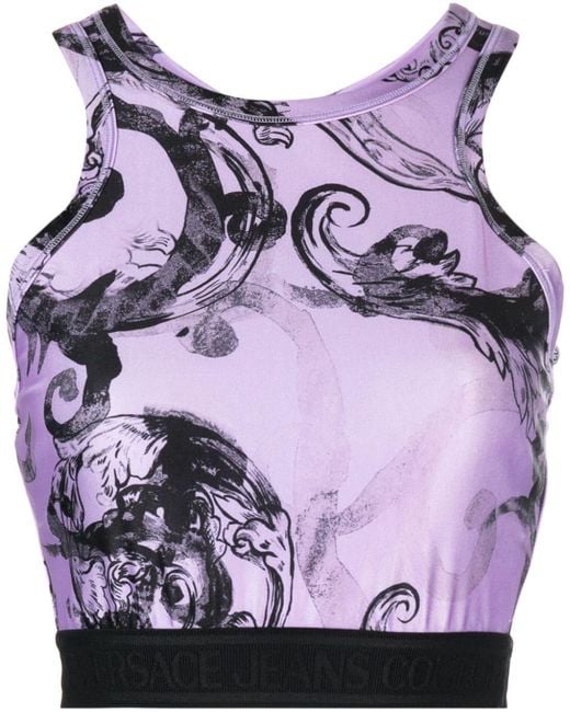 Versace Top Met Barokprint in het Purple