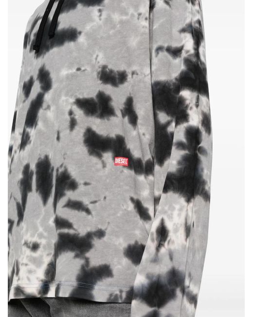 DIESEL Gray T-Crane-Ls-Hood-N1 Cotton Hoodie for men