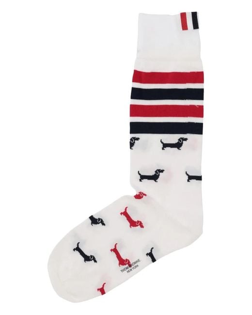 Thom Browne White 4-Bar Hector Socks