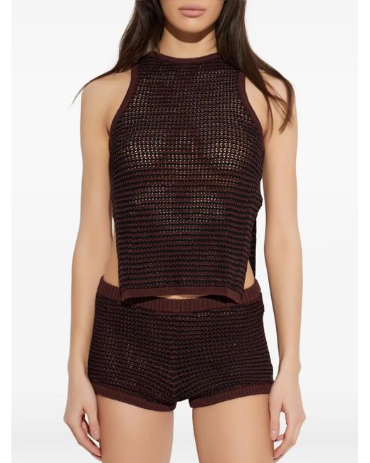 Bondeye Purple Asher Open-Knit Top