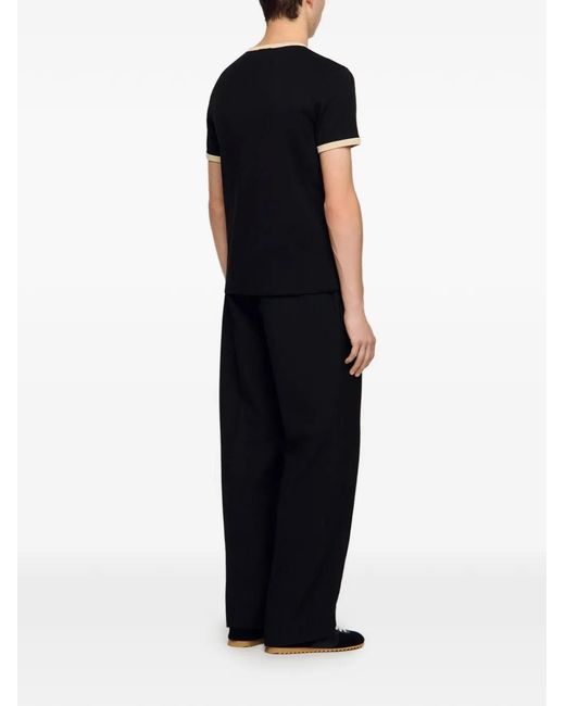 Sandro Black Two-Tone Patch T-Shirt for men