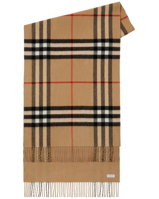 Burberry Brown Reversible Checked Cashmere Scarf