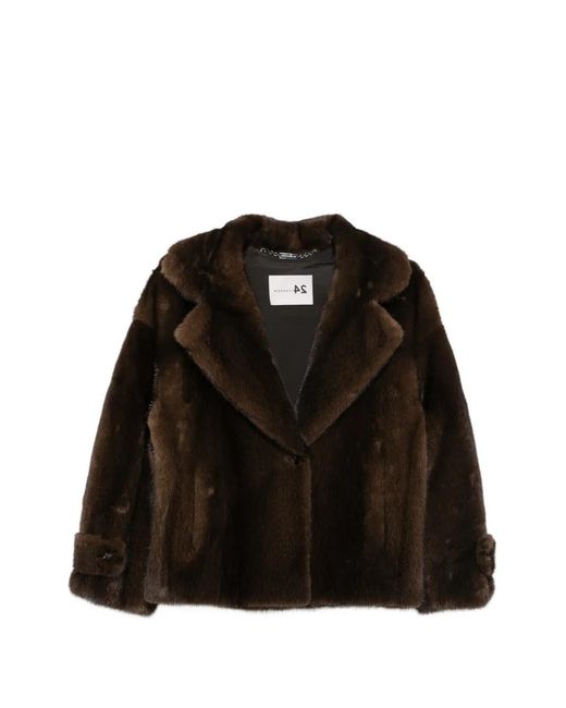 Manzoni 24 Black Button-Fastening Fur Jacket