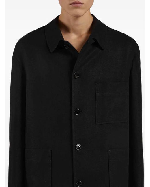 Lardini Black Long-Sleeve Shirt Jacket for men