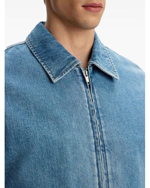 12 STOREEZ Blue Zip Denim Jacket for men