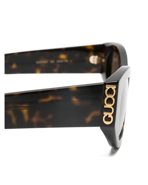 Gucci Gray Tortoise Oval-Frame Sunglasses