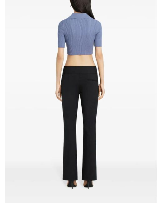 Courreges ニット クロップド ポロシャツ Blue