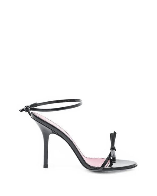 DSquared² White Patent Leather Ankle-Strap Sandals With Bow And Heel