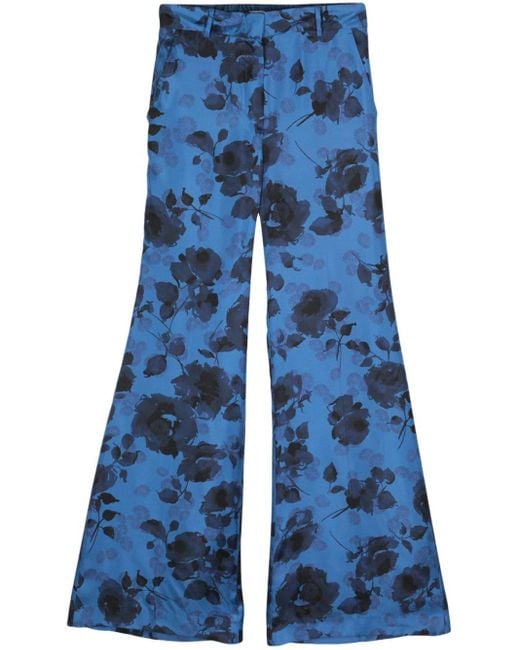 Pantalones anchos con motivo floral Alberto Biani de color Blue
