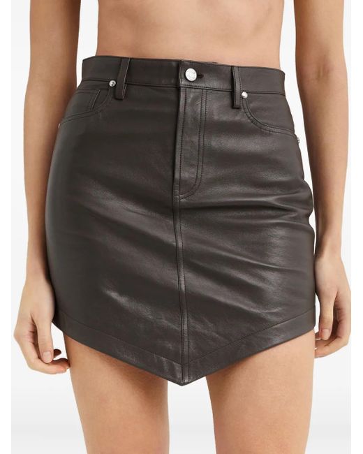 Alexandre Vauthier Black Asymmetric Leather Mini Skirt