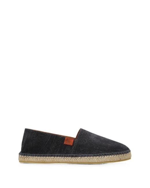 Etro Black Suede Paisley Espadrilles for men