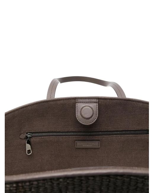 Brunello Cucinelli Black Shopper Aus Bast