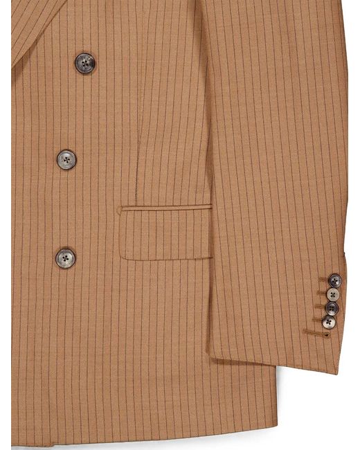Tom Ford Natural Stripe-Print Double-Breasted Jacket for men
