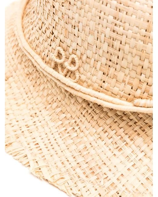 Ruslan Baginskiy Natural Logo-Patch Straw Bucket Hat