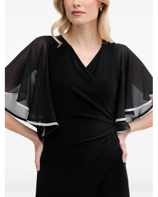 Joseph Ribkoff Black Embellished Wrap-Front Jumpsuit