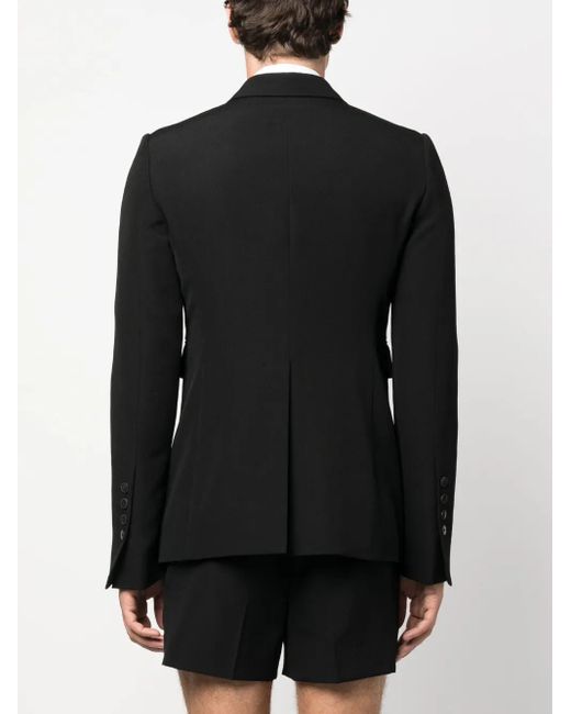 SAPIO Black Double-Breasted Wool-Cotton Blazer for men