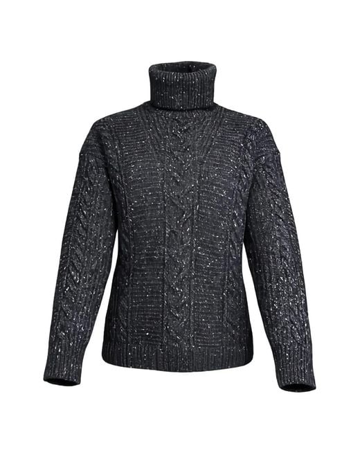 Max Mara Blue Cable-Knit Roll-Neck Sweater