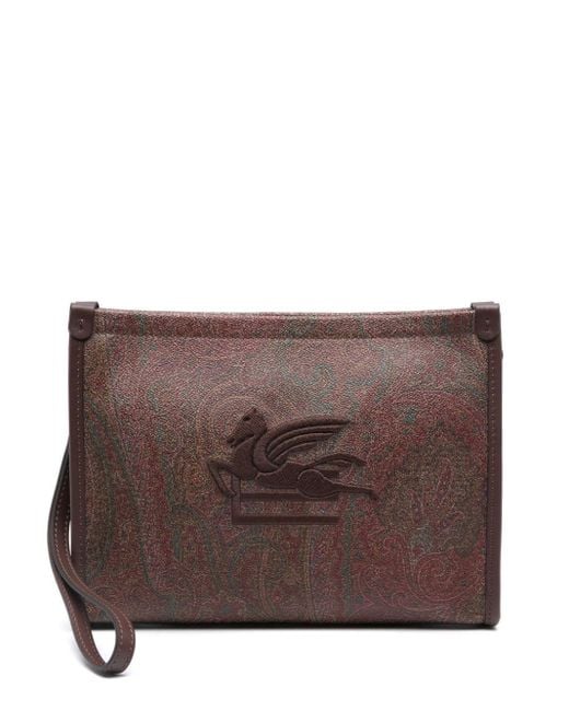Etro Brown Paisley-print Clutch Bag