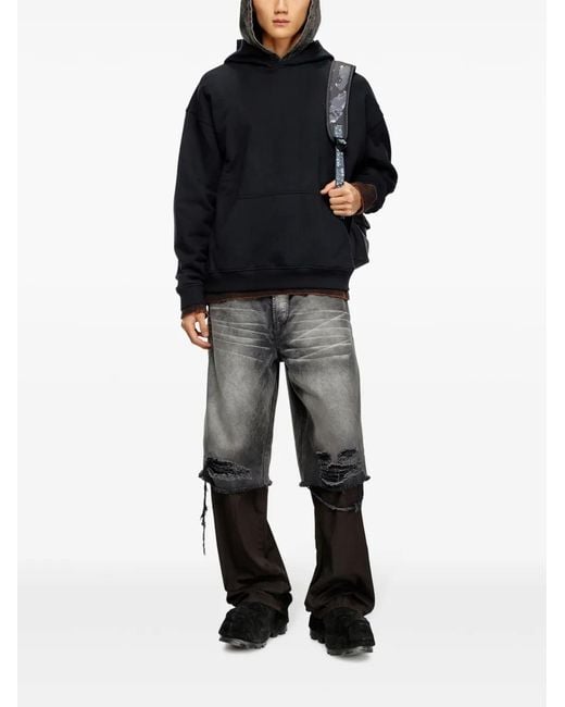 DIESEL Black S-Boxt-Hoodie With Bleached Logo for men