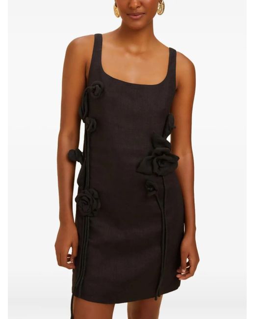 FARM Rio Floral-Appliqué Mini Dress in Black | Lyst UK
