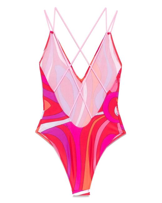Emilio Pucci Pink Marmo-Print Swimsuit
