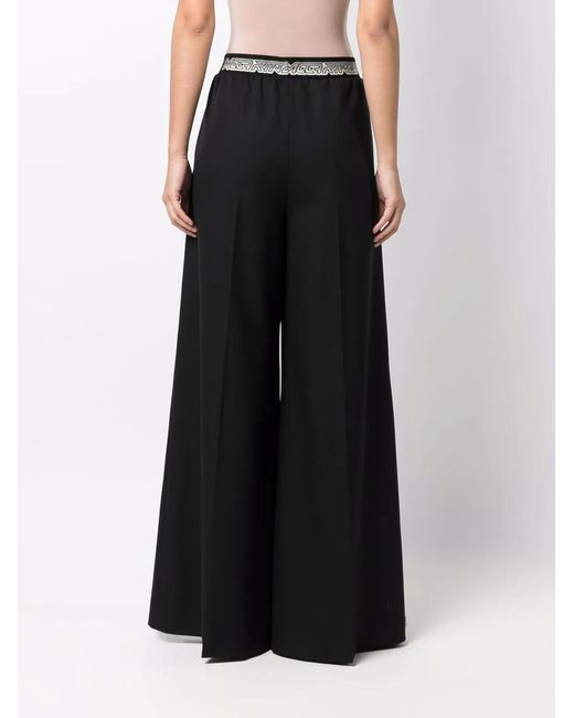 Stella McCartney Black Logo-Waistband Palazzo Trousers