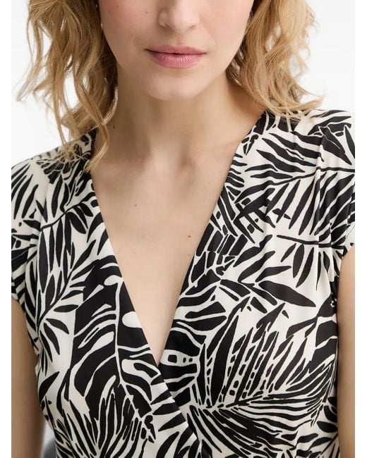 Morgan Black Leaf-Print Wrap Jumpsuit