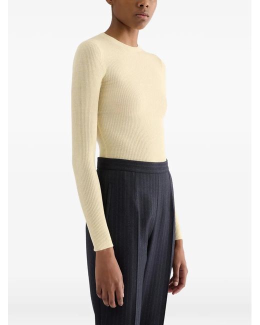 Jil Sander White Ribbed Sweatshirt