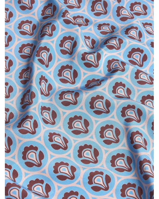 Etro Blue Seidenhemd mit abstraktem Print