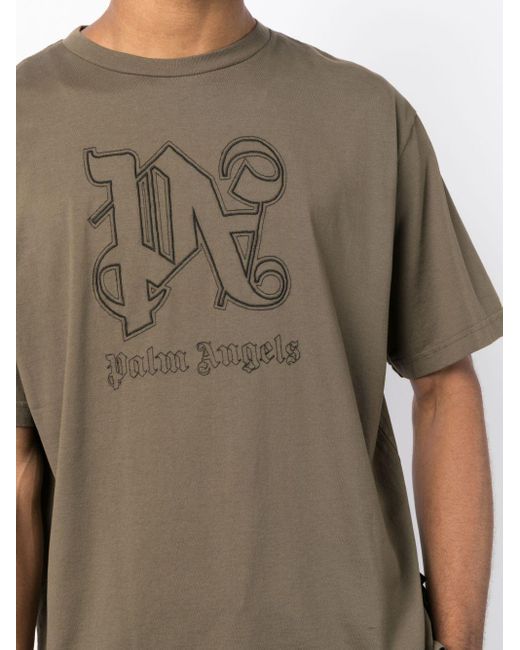 Palm Angels T-Shirt mit Logo-Print in Brown für Herren