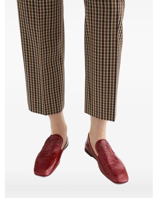Jil Sander Red Leather Loafers