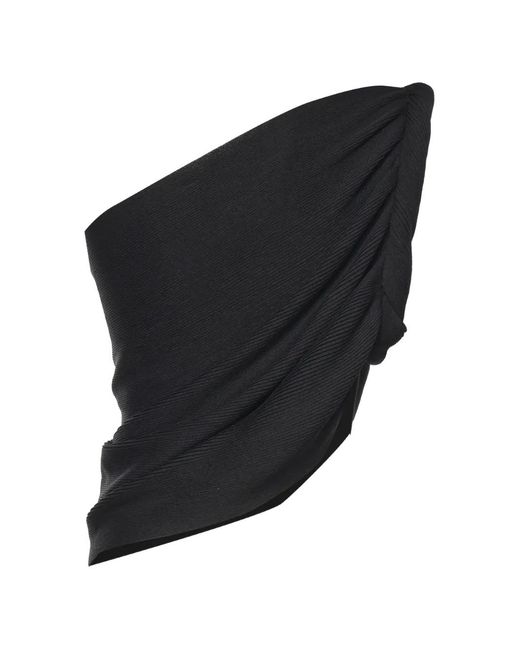 Alberta Ferretti Black One-Shoulder Draped Top