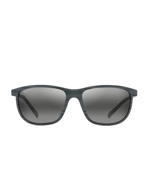 Maui Jim Gray Lelekawa Stripe-Rectangle Sunglasses