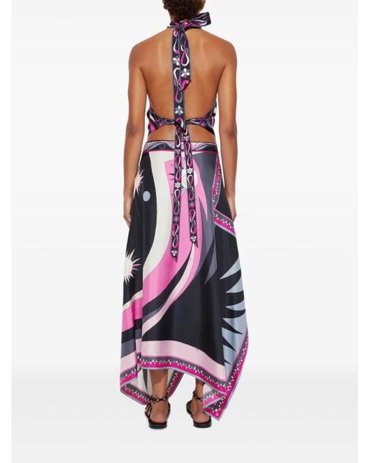 Emilio Pucci Gedrukte Zijde Top in het Gray