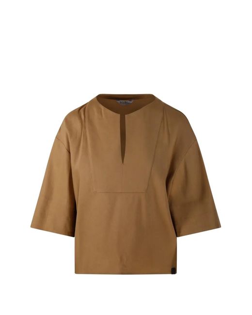 Max Mara Natural V-Neck Short-Sleeved Top