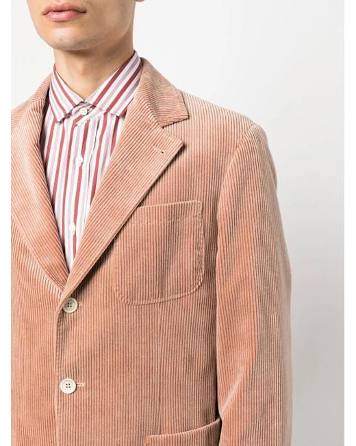 Brunello Cucinelli Pink Corduroy Single-Breasted Blazer for men