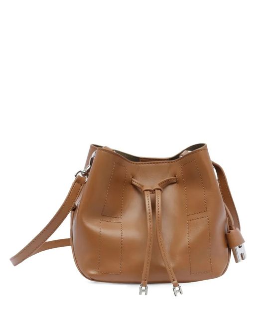Hogan Brown Mini Hocket Drawstring Shoulder Bag