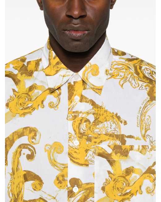 Versace Barocco-print Cotton Shirt in het Metallic voor heren