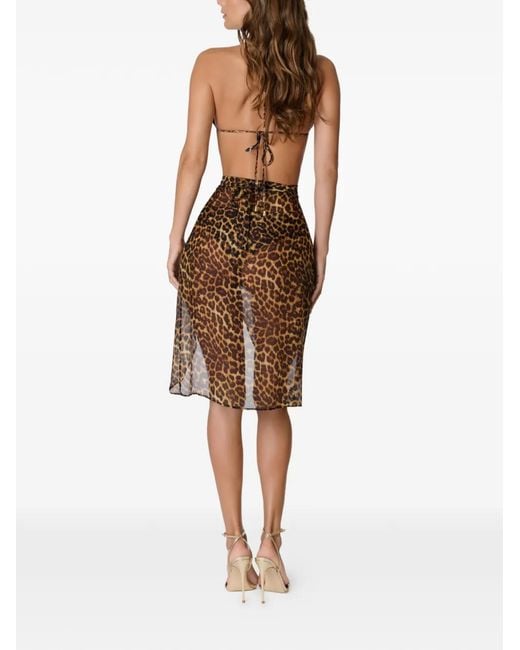 Maison Close Brown Safari Leopard-Print Mini Wrap Skirt