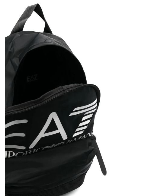 EA7 Black Logo-Print Backpack