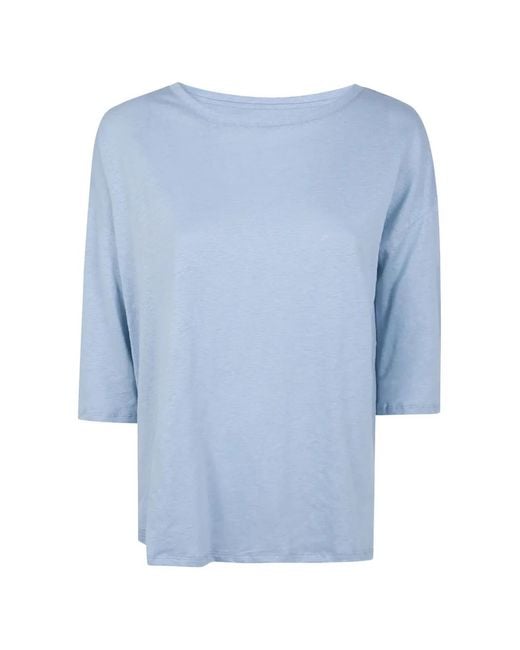Majestic Filatures Blue Boat-Neck T-Shirt