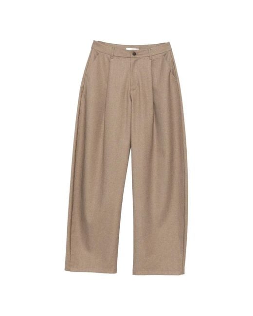 ELEH Natural Pleated Wide-Leg Trousers