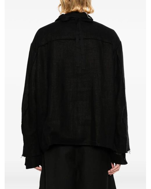Midorikawa Black Lace-Panelled Frayed Jacket for men