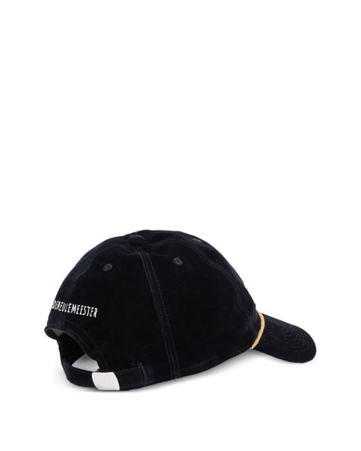 Ann Demeulemeester Black Flocked Cotton Baseball Cap for men