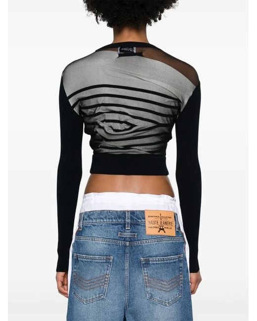 Jean Paul Gaultier Marinère Gelaagde Cropped Trui in het Black